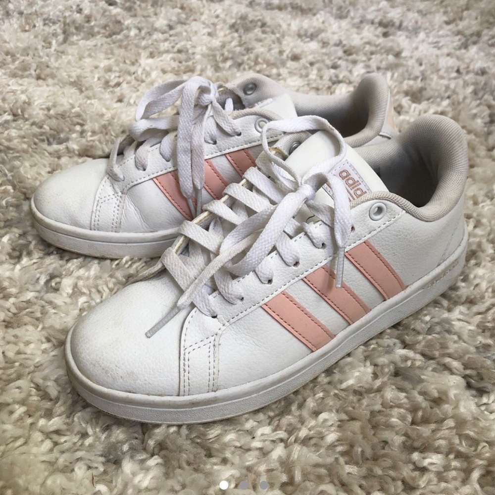 pink striped adidas